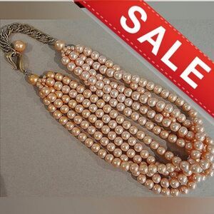 #Vintage Womens Multi Strand Cream Ivory Faux #Pearl Choker Necklace Hook Clasp